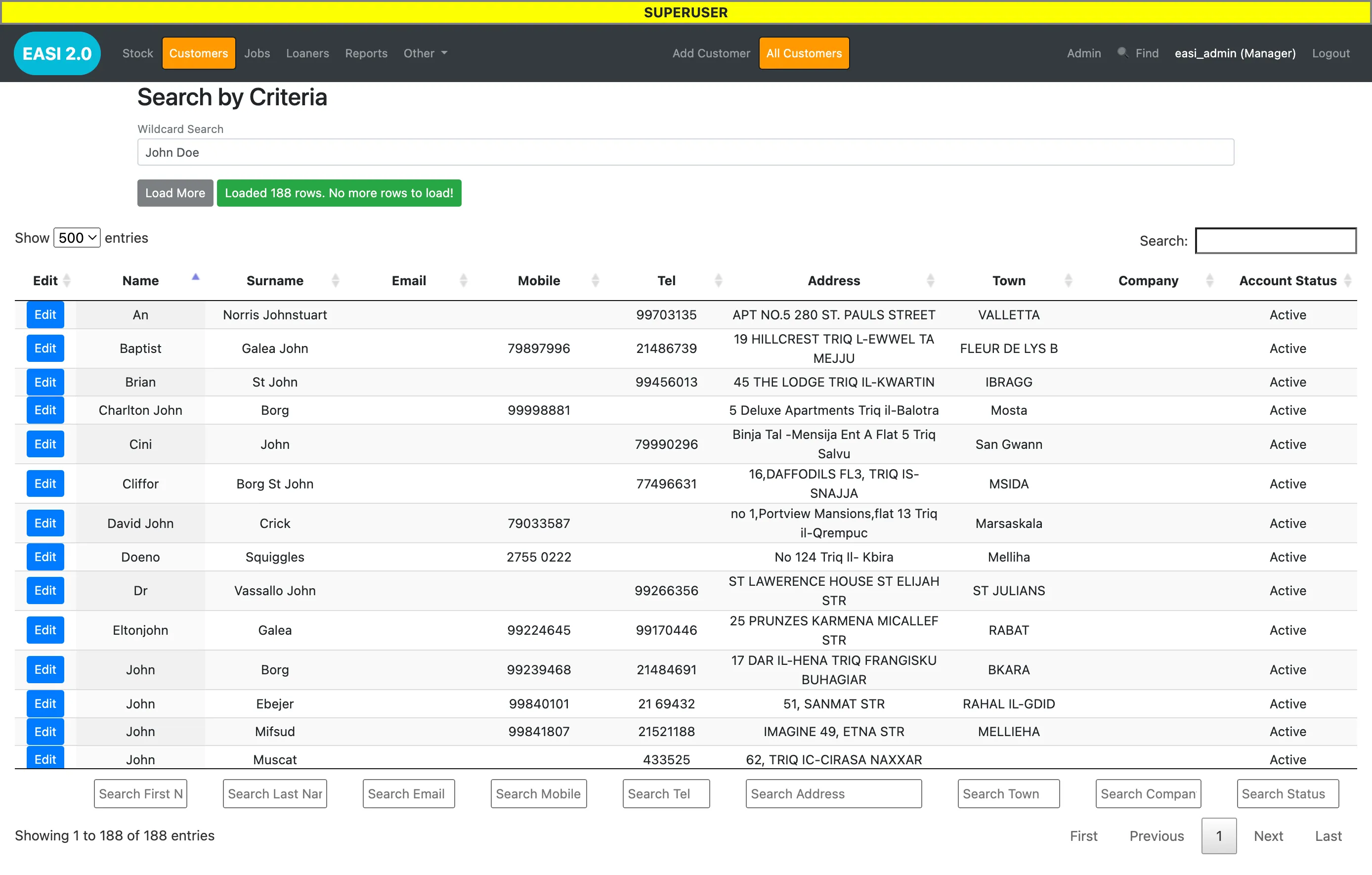 Customers module