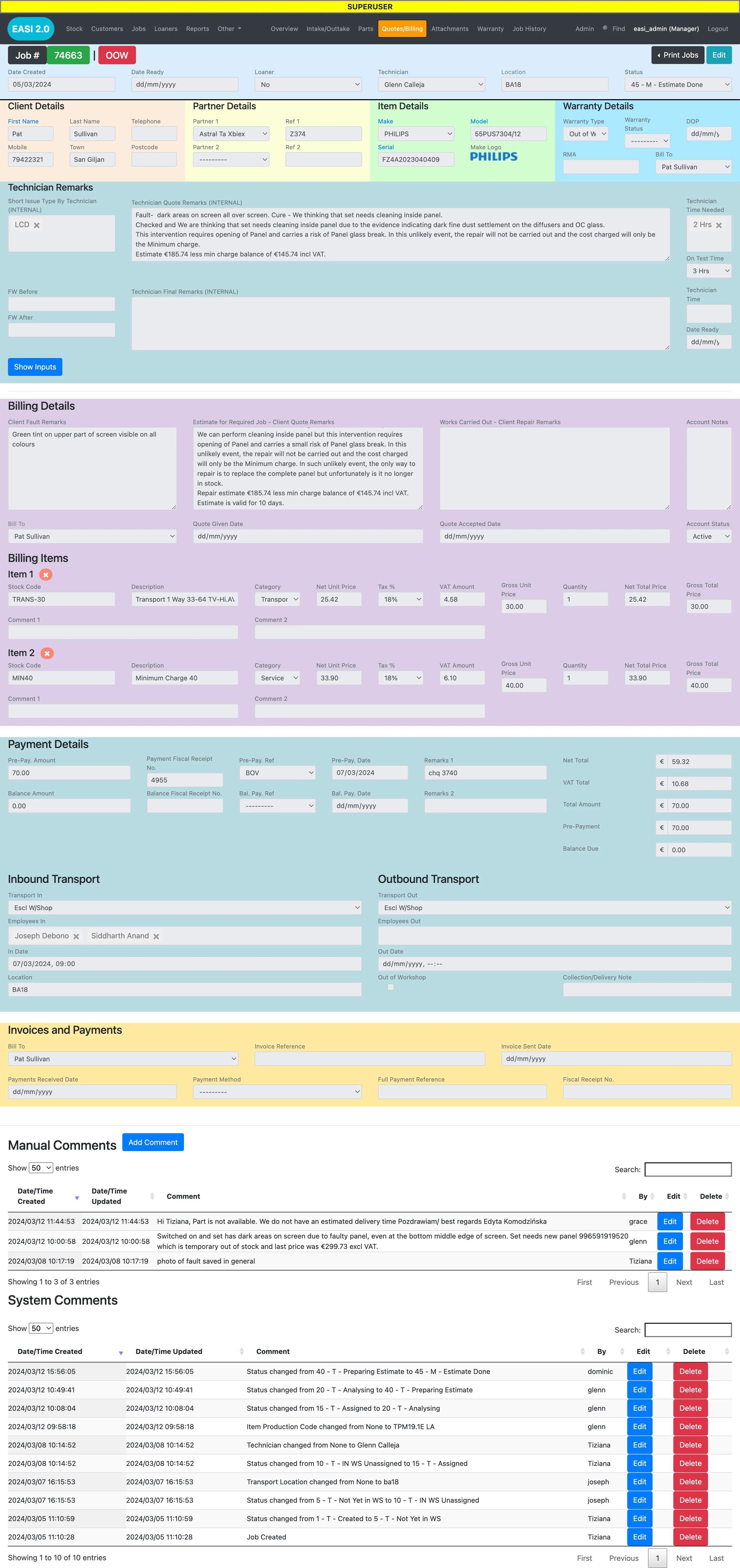 Quotes & billing module